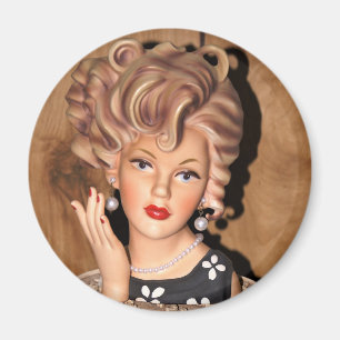 Vintage Lady Head Vase Big CorkSchraubenhaar der 6 Magnet