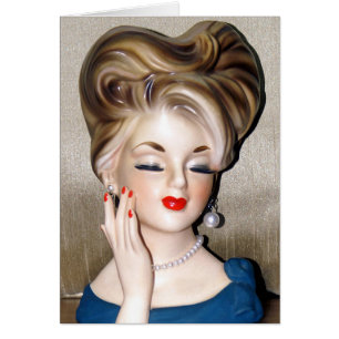 Vintage Lady Head Vase Model Glamour Card der 60er