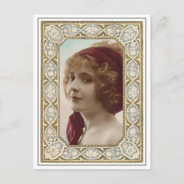 Vintage Lady Hübsche Gerahmte Postkarten (Vorderseite)