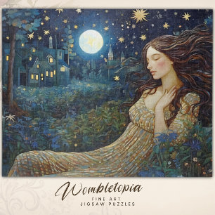 Vintage Lady im Mondlichtwald Art Nouveau  Puzzle