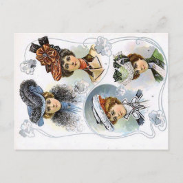 Vintage Lady in Fashion Hats Postcard Postkarte