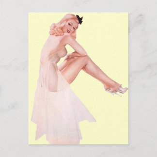 Vintage Lady in rosa Button Up Girl Postkarte