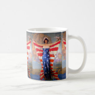Vintage Lady Liberty Patriotische amerikanische Fl Kaffeetasse