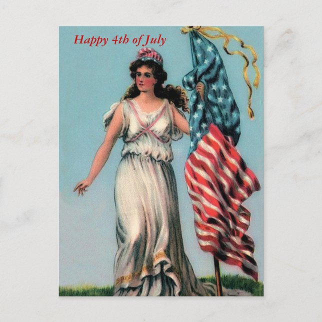 Vintage Lady Liberty Postkarte (Vorderseite)