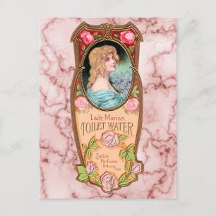 Vintage Lady Marian Toilettenwasser-Label Postkarte
