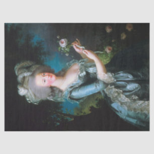 Vintage Lady Marie Antoinette Pink Rose Decoupage Seidenpapier
