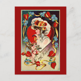 Vintage Lady My Valentine Postcard Feiertagspostkarte
