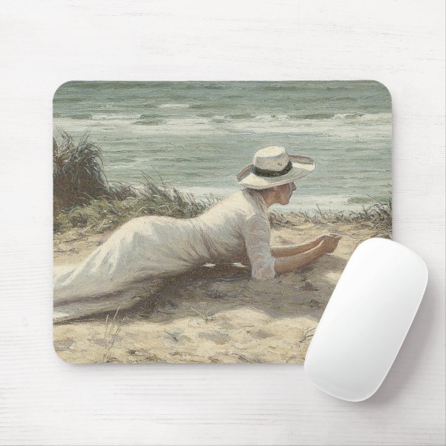 Vintage Lady on Beach Mousepad (Mit Mouse)