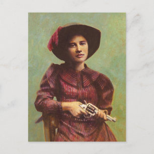 Vintage Lady Outlaw Postcard Postkarte