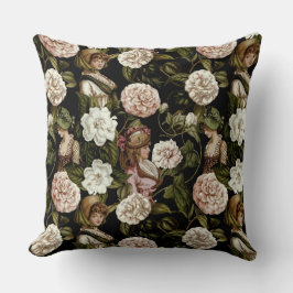 Vintage Lady Retro Botanische Blume Blumenmuster Kissen