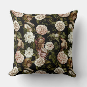 Vintage Lady Retro Botanische Blume Blumenmuster Kissen