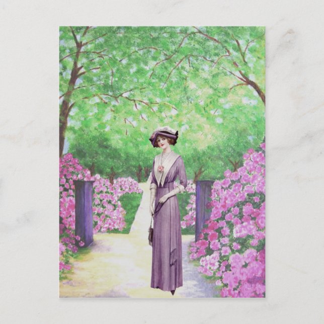 Vintage Lady Rhododendron Garden Postcard Postkarte (Vorderseite)