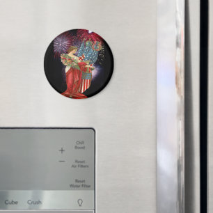 Vintage Lady und Feuerwerk Magnet