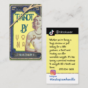 Vintage Lady Yellow Tarot Business Card Visitenkarte