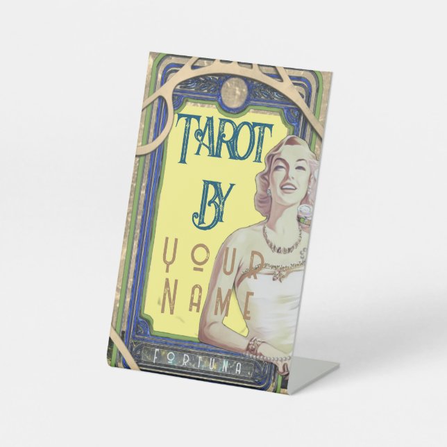 Vintage Lady Yellow Tarot Card Sockelschild (Vorderseite)