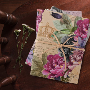 Vintage Ladys Fashion Flower Garden Handschrift Geschenkpapier Set