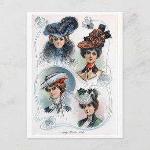 Vintage Ladys in Hats Postcard Postkarte