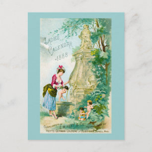 Vintage Ladys Kalender 1888 Postkarte