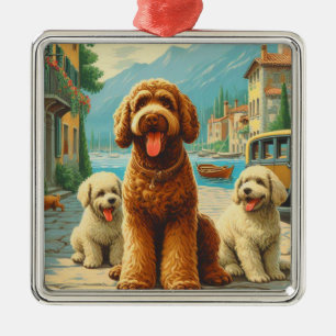 Vintage-Lagotto-Romagnolo-Illustration Ornament Aus Metall