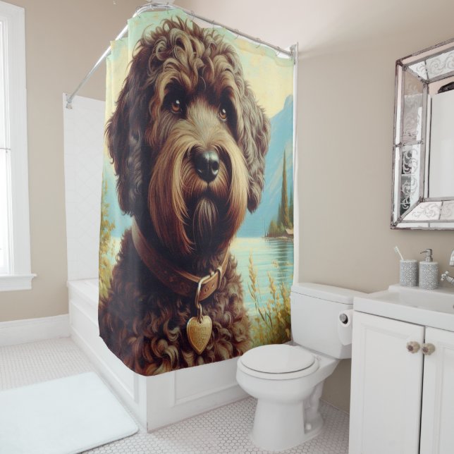 Vintage Lagotto Romagnolo Malerei Duschvorhang (Beispiel)