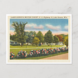 Vintage Lake Geneva, Wisconsin Motor Court Postkarte