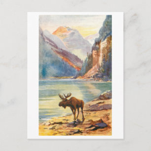 Vintage Lake Louisa und Mount LeFroy, Alberta Postkarte