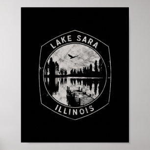 Vintage Lake Sara Illinois Outdoor-Urlaub  Poster
