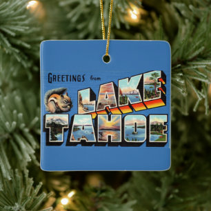 Vintage Lake Tahoe Grußkarte Keramikornament