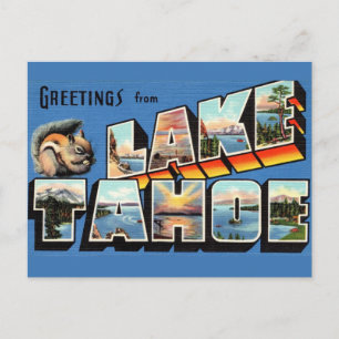 Vintage Lake Tahoe Grußkarte Postkarte