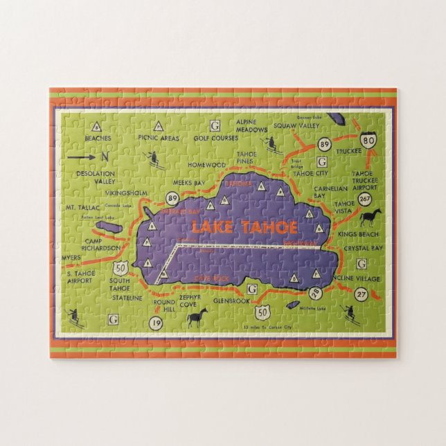 Vintage Lake Tahoe Map  Puzzle (Horizontal)