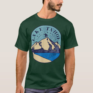 Vintage Lake Tahoe Skifahren Schneebedeckte Berge T-Shirt
