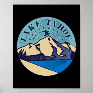 Vintage Lake Tahoe Skifahren Schneebirge Poster