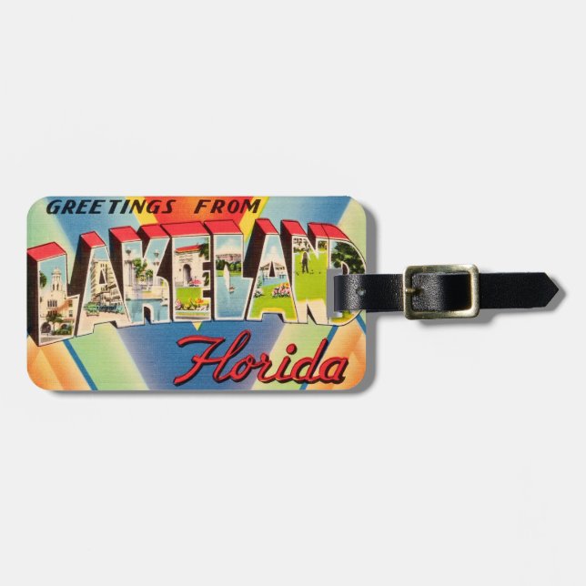 Vintage Lakeland Florida Gepäckanhänger (Vorderseite horizontal)