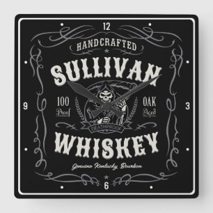 Vintage LAKTER ADD NAME Old Grim Sensenmann Whiske Quadratische Wanduhr