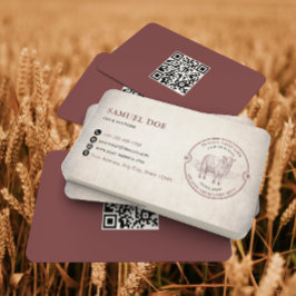 Vintage Lamb Sheep Farm LOGO QR Code Red Visitenkarte
