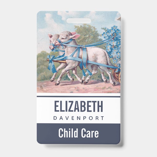 Vintage Lämmer in Extravaganten blauen Ribbons gek Ausweis (Front)