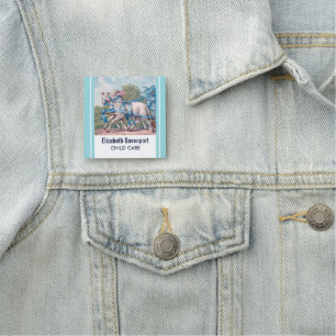 Vintage Lämmer in Extravaganten blauen Ribbons gek Namensschild