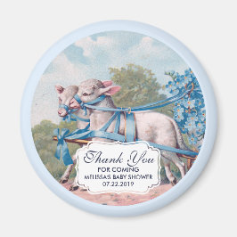 Vintage Lämmer mit Blauer Ribbons Babydusche Magnet
