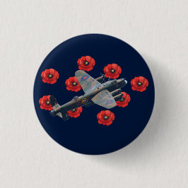 Vintage Lancaster unter den Roten Poppies Button