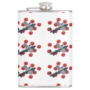 Vintage Lancaster unter den Roten Poppies Flachmann