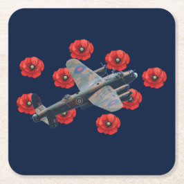 Vintage Lancaster unter den Roten Poppies Rechteckiger Pappuntersetzer