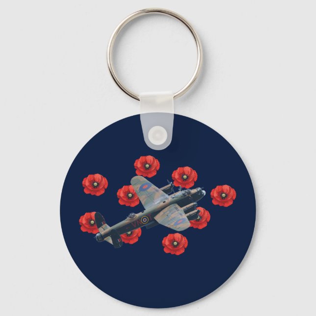 Vintage Lancaster unter den Roten Poppies Schlüsselanhänger (Vorderseite)