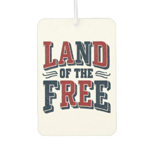 Vintage Land of the Free Patriotische Typografie Autolufterfrischer