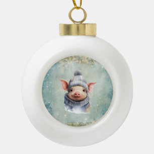 Vintage Land Schweinchen Weihnachten Keramik Kugel-Ornament