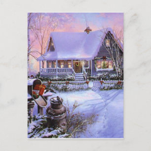 Vintage Land-Weihnachtskabine Feiertagspostkarte