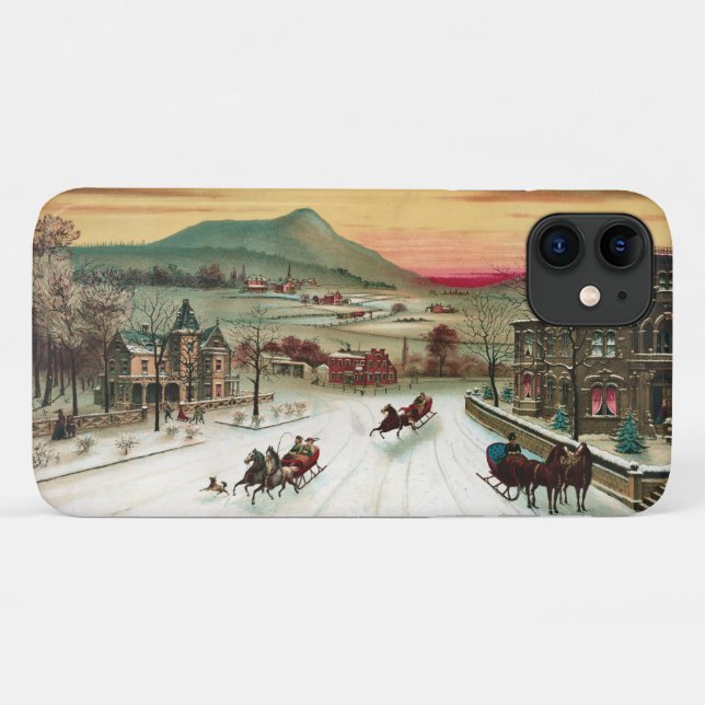 Vintage Land-Weihnachtsszene Case-Mate iPhone Hülle (Rückseite (Horizontal))