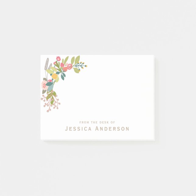 Vintage Landesflorale mit Name Post-it Klebezettel (Vorderseite)