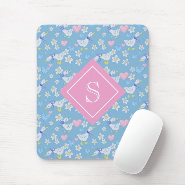 Vintage Landgans-Muster mit Monogramm Mousepad (Mit Mouse)