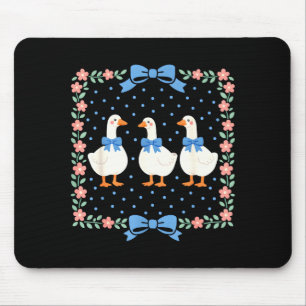 Vintage Landgänse und Blumenbögen 80er 90er Mousepad