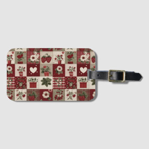 Vintage-Landhaus-Erdbeer-Patchwork-Muster Gepäckanhänger
